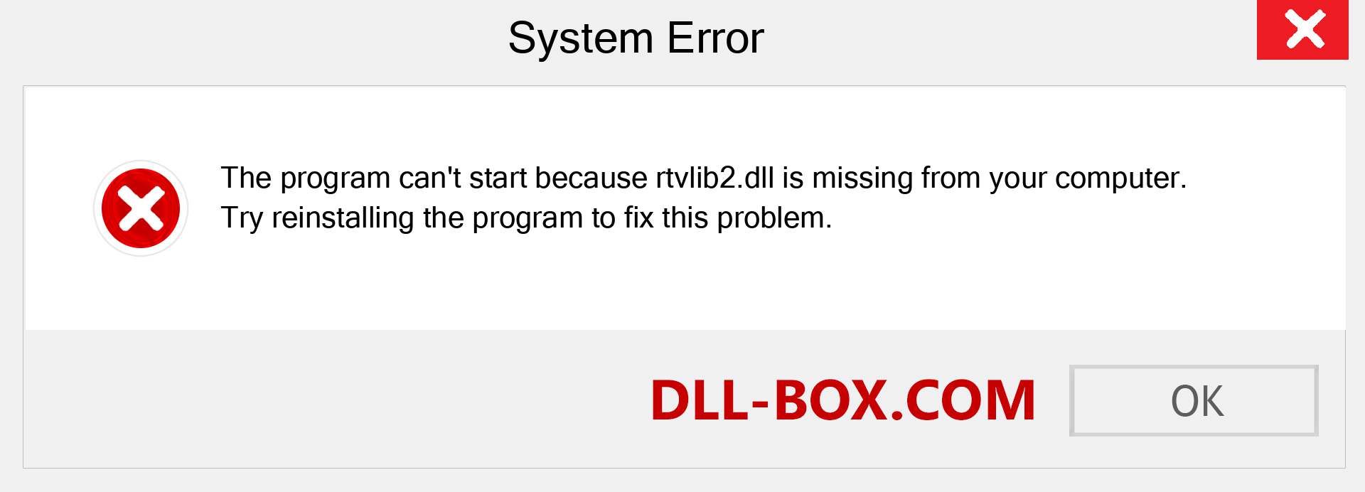  rtvlib2.dll file is missing?. Download for Windows 7, 8, 10 - Fix  rtvlib2 dll Missing Error on Windows, photos, images